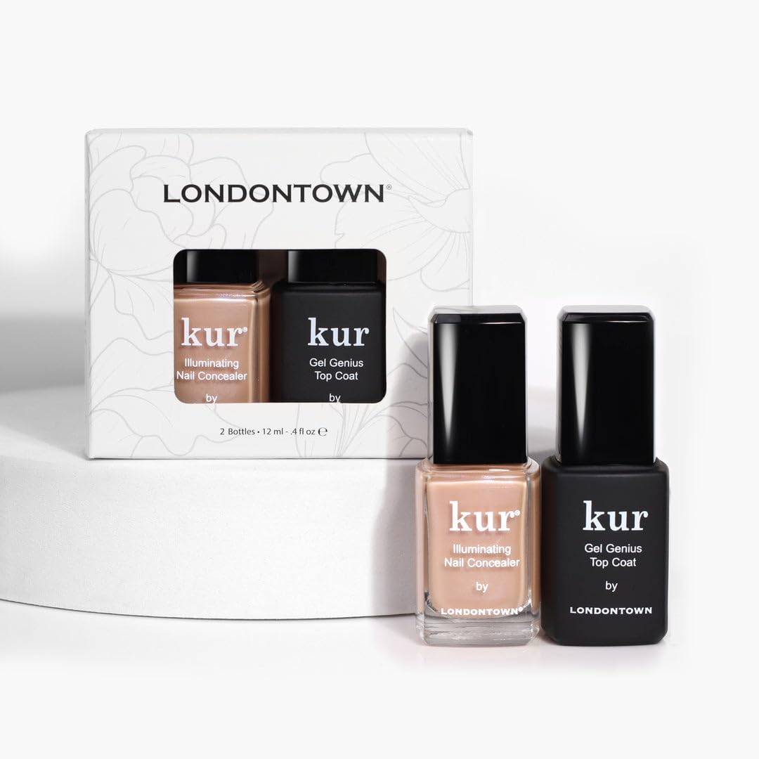 LONDONTOWN kur Nail Conceal & Go Duo Set, Includes Nail Illuminating Concealer & Gel Genius Top Coat, 2 Piece Set, 0.4 Fl Oz