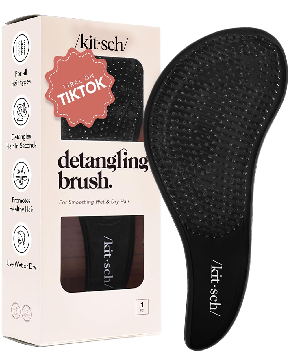 Kitsch Detangler Hair Brush for Curly or Straight, Wet and Dry Hair, Detangling Brush with Flexible Hairbrush Bristles, Hair brushes for Women & Men, Adults & Kids, for Shower & Travel - Haze Blue