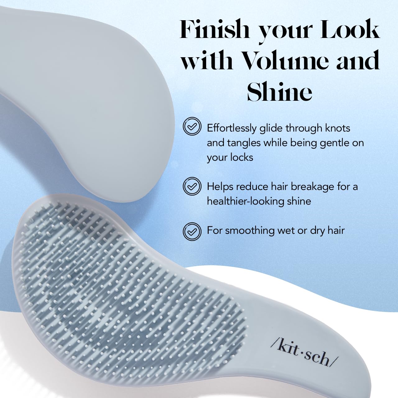 Kitsch Detangler Hair Brush for Curly or Straight, Wet and Dry Hair, Detangling Brush with Flexible Hairbrush Bristles, Hair brushes for Women & Men, Adults & Kids, for Shower & Travel - Haze Blue