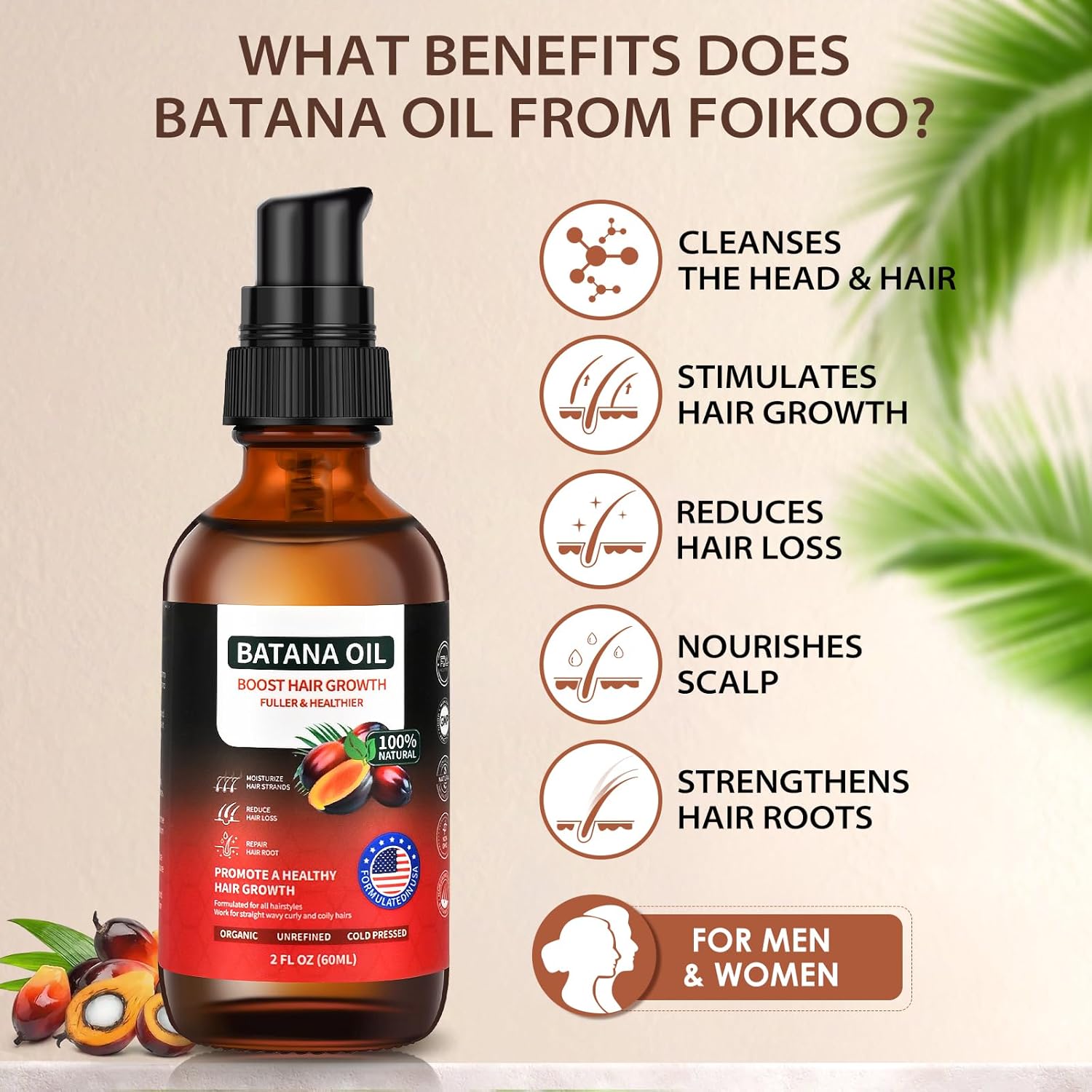 Batana Oil Spray for Hair Growth, 100% Natural & Pure Dr Sebi Organic Raw Batana Oil from Honduras, Hair Thickening & Strengthening Hair regrowth oil, 2 Fl Oz