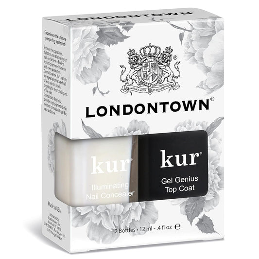 LONDONTOWN kur Nail Conceal & Go Duo Set, Includes Nail Illuminating Concealer & Gel Genius Top Coat, 2 Piece Set, 0.4 Fl Oz