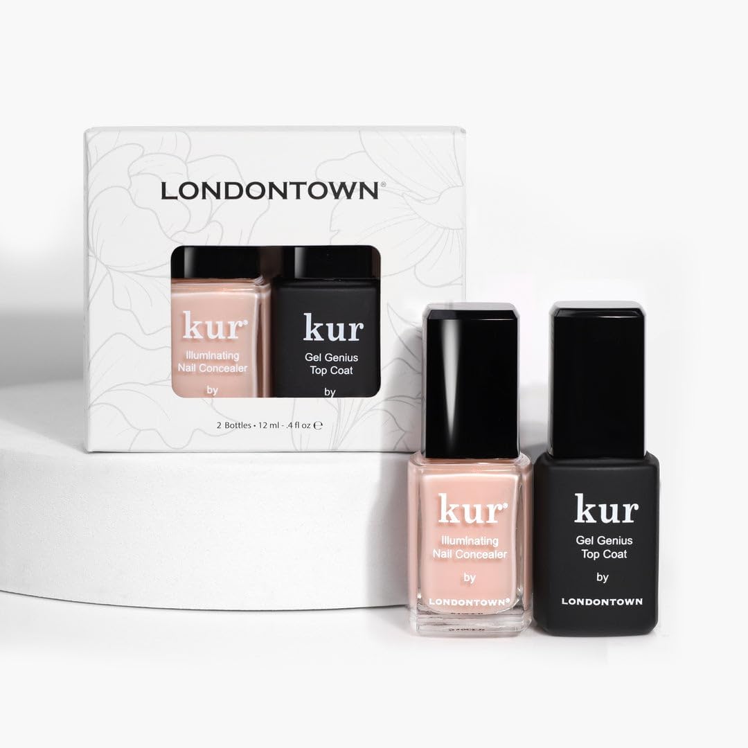 LONDONTOWN kur Nail Conceal & Go Duo Set, Includes Nail Illuminating Concealer & Gel Genius Top Coat, 2 Piece Set, 0.4 Fl Oz