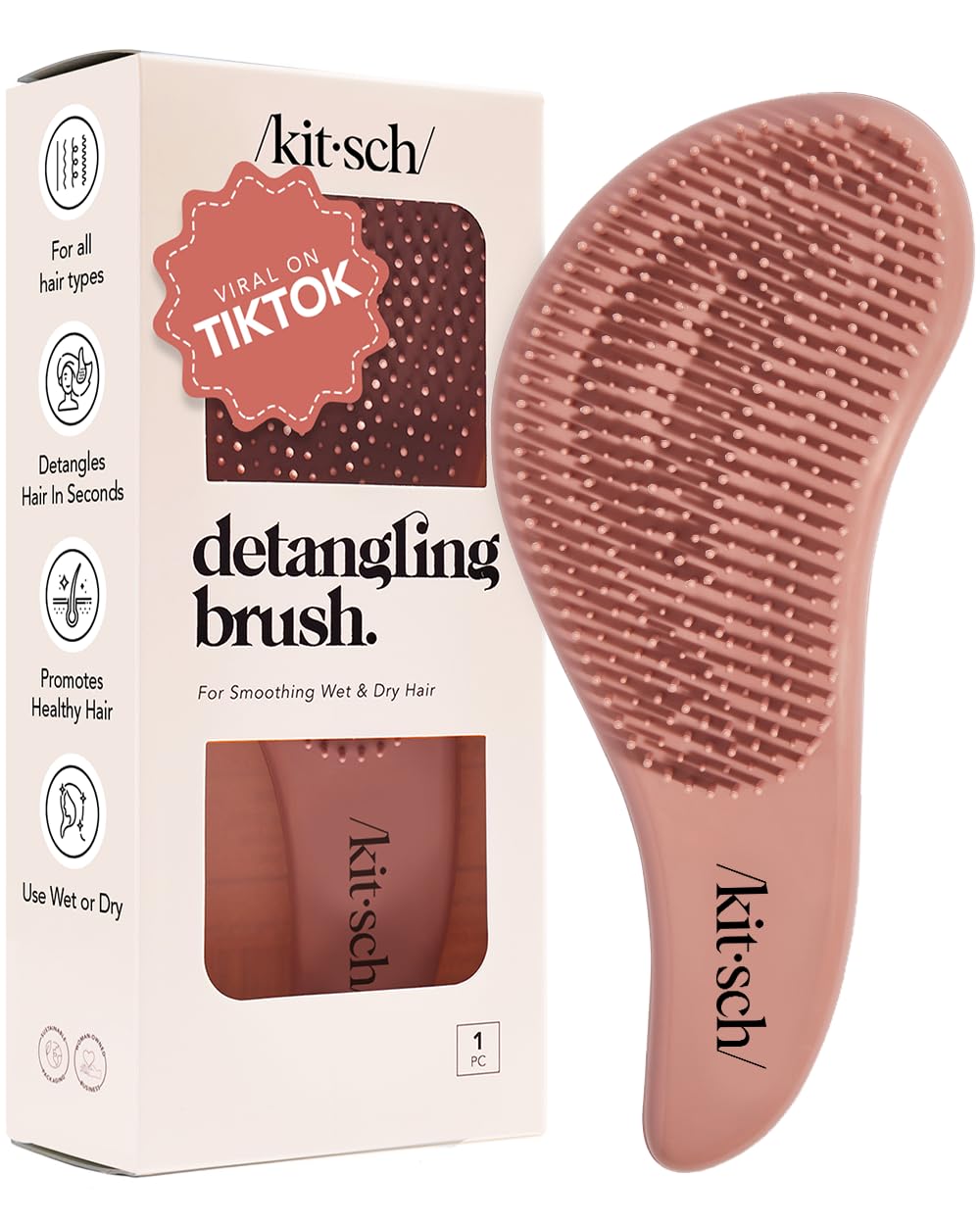 Kitsch Detangler Hair Brush for Curly or Straight, Wet and Dry Hair, Detangling Brush with Flexible Hairbrush Bristles, Hair brushes for Women & Men, Adults & Kids, for Shower & Travel - Haze Blue