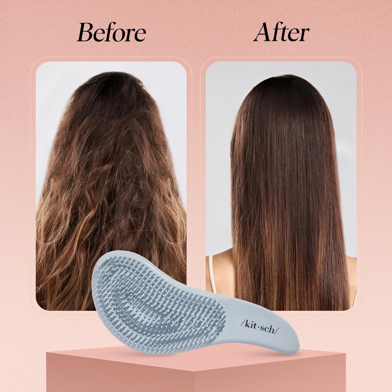 Kitsch Detangler Hair Brush for Curly or Straight, Wet and Dry Hair, Detangling Brush with Flexible Hairbrush Bristles, Hair brushes for Women & Men, Adults & Kids, for Shower & Travel - Haze Blue