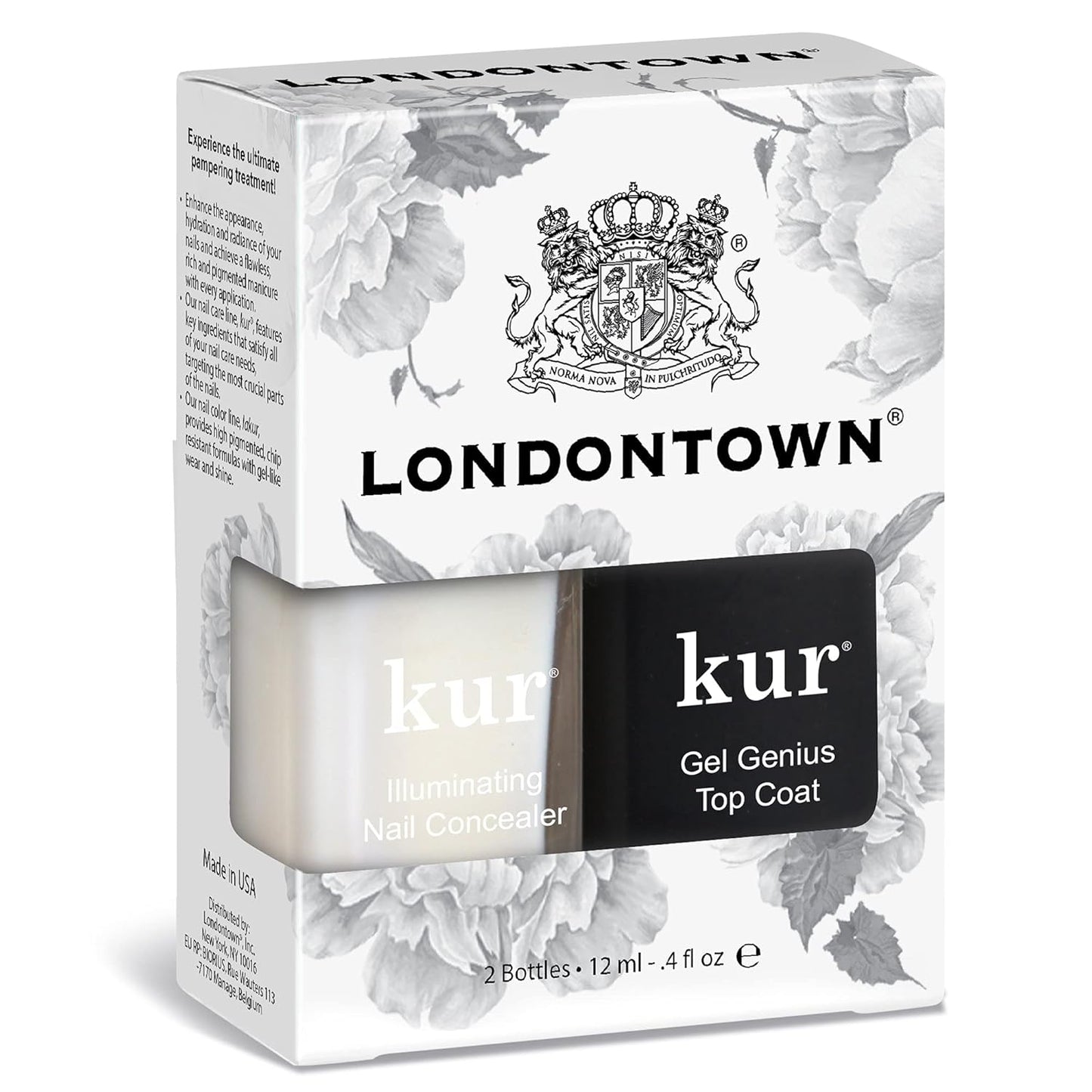 LONDONTOWN kur Nail Conceal & Go Duo Set, Includes Nail Illuminating Concealer & Gel Genius Top Coat, 2 Piece Set, 0.4 Fl Oz